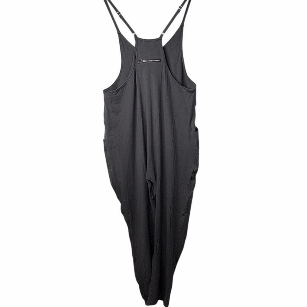 Slouchy Boho Gray Harem Jumpsuit Spaghetti Strap Pockets Comfy Small - Picture 5 of 8